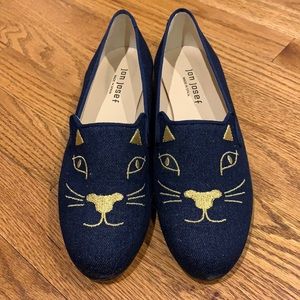 Denim loafers with cat faces - size 9M